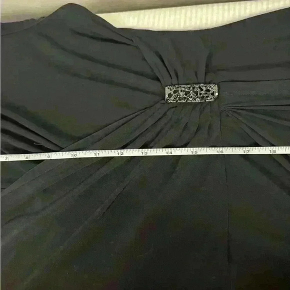 Chaps Womens XL Black Faux Wrap V-Neck Capsule Dress Rhinestone Clasp Minimalist - Picture 9 of 10